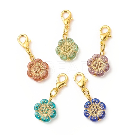 Plating Acrylic Pendant Decorations HJEW-JM00671-1