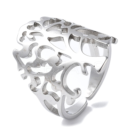 201 Stainless Steel Open Cuff Rings for Women LS-RJEW-M020-08P-1-1