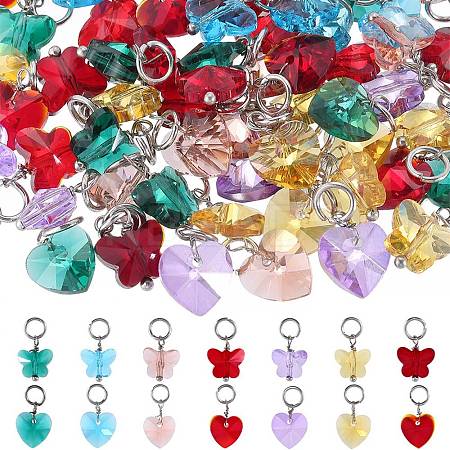 84pcs 14 style Faceted Transparent Glass Charms GLAA-SC0002-05-1
