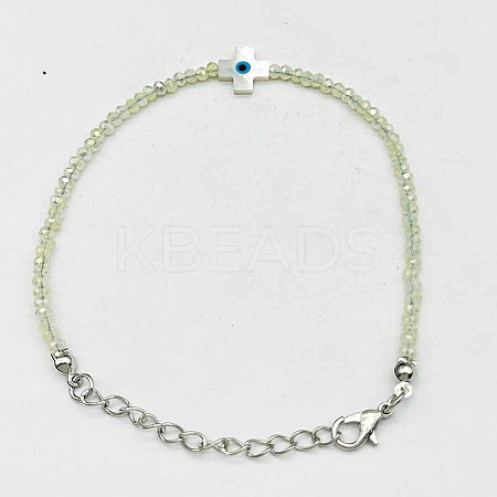 Faceted Rondelle Glass Beaded Bracelets TR4821-7-1