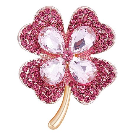 Cubic Zirconia Clover Brooch Pin JBR105C-1