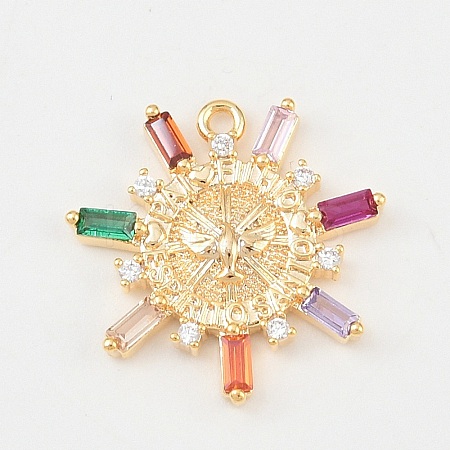 Brass Micro Pave Cubic Zirconia Pendants KK-Z133-05G-01-1