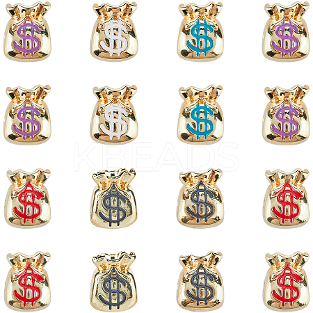 16Pcs Rack Plating Real 18K Gold Plated Brass Enamel Beads FIND-SC0001-76-1
