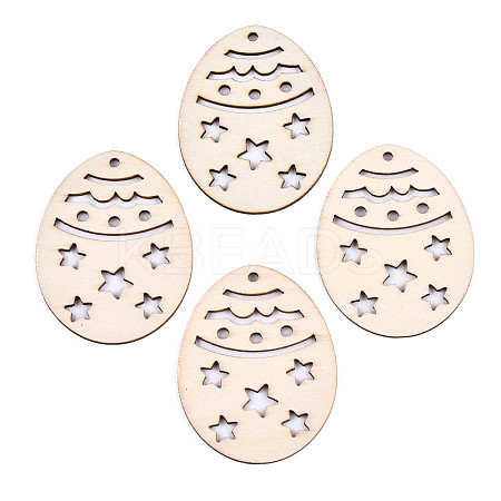 Undyed Natural Wooden Big Pendants WOOD-S058-009-1