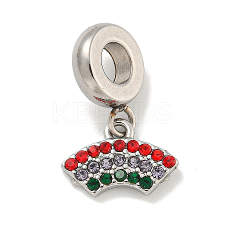 304 Stainless Steel Colorful Rhinestone European Dangle Charms STAS-U005-42P-1