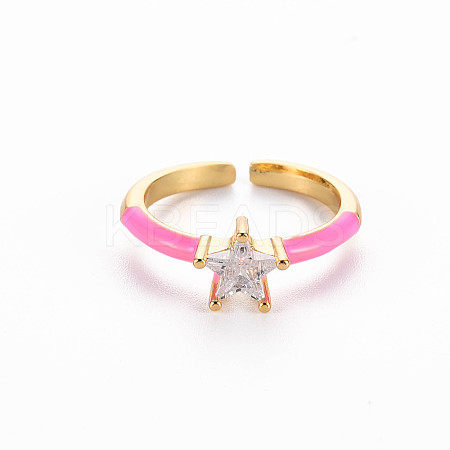 Brass Enamel Cuff Rings RJEW-T016-30E-NF-1