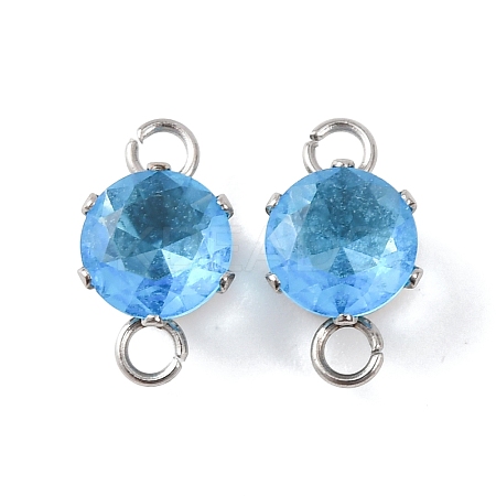 304 Stainless Steel Micro Pave Cubic Zirconia Connector Charms STAS-H240-50P-10-1