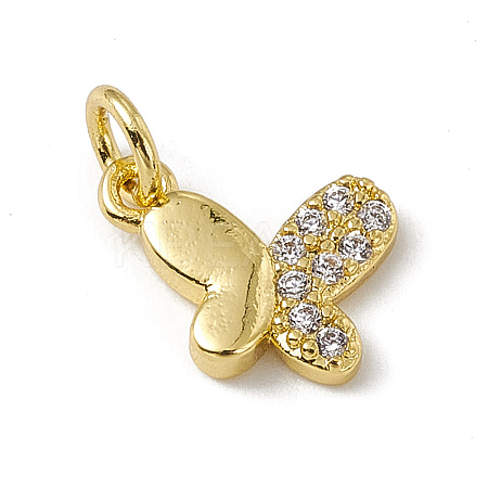 Brass Micro Pave Clear Cubic Zirconia Butterfly Charms ZIRC-F132-92G-1