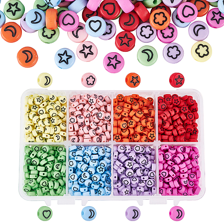 1600Pcs 8 Colors Opaque Acrylic Beads MACR-PH0001-18-1