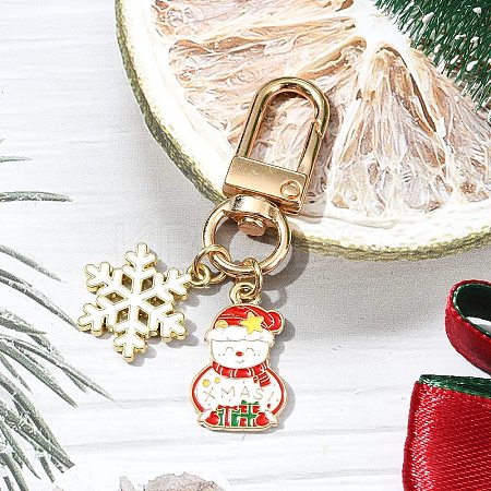 Christmas Alloy Enamel Pendant Decorations HJEW-YW00048-05-1
