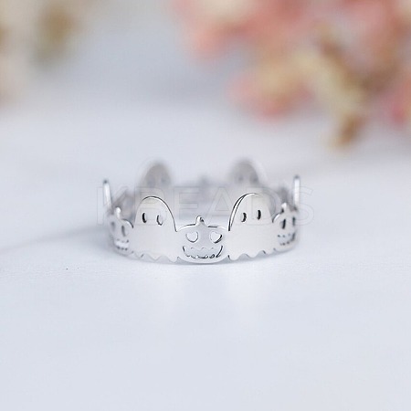 Ghost & Pumpkin 925 Sterling Silver Finger Rings FS-WGB9B73-09-1