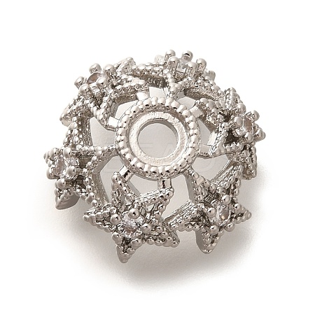 Rack Plating Brass Micro Pave Clear Cubic Zirconia Bead Caps KK-H508-25B-P-1