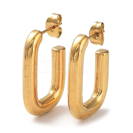 Ion Plating(IP) 304 Stainless Steel Rectangle Ear Studs for Women EJEW-P234-04G-1