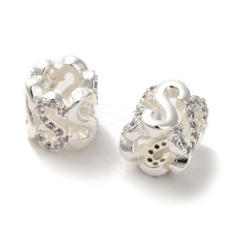 Rack Plating Brass Pave Clear Cubic Zirconia European Beads KK-M285-23S-1