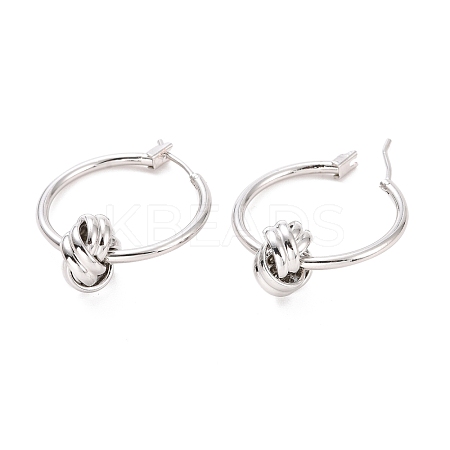 Brass Knot Hoop Earrings for Women EJEW-A072-19P-1