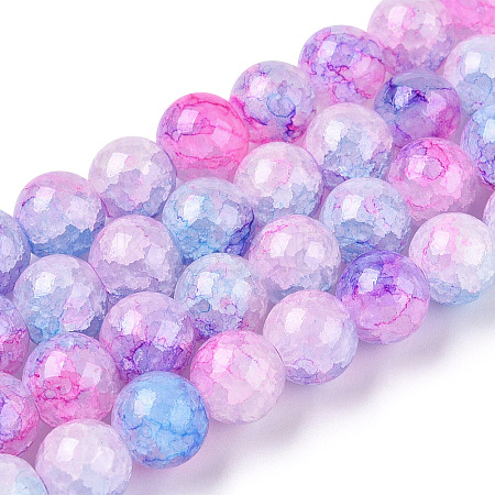 Baking Painted Crackle Glass Beads Strands X-DGLA-Q023-8mm-YS55-1