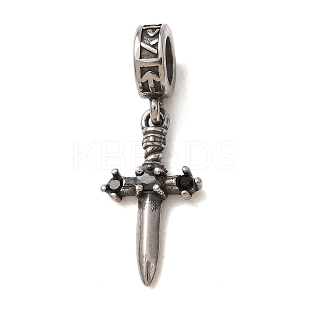 316 Surgical Stainless Steel & Rhinestone European Dangle Charms SA-CBA7555-17AS-01-1