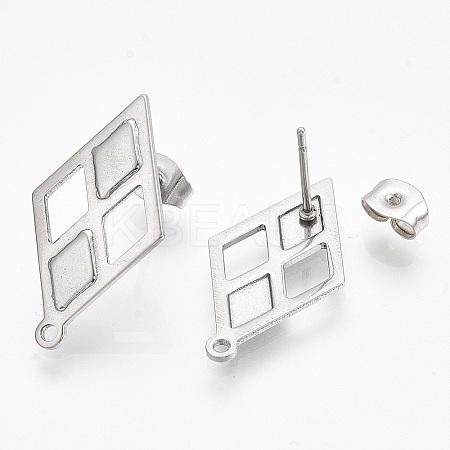 Non-Tarnish 304 Stainless Steel Stud Earring Findings LS-STAS-S079-59B-1