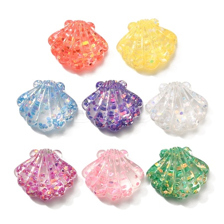 Transparent Marine Organism Resin Cabochons RESI-H035-05E-1