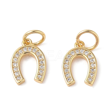 Rack Plating Brass Micro Pave Clear Cubic Zirconia Pendants X-ZIRC-P118-01G-1