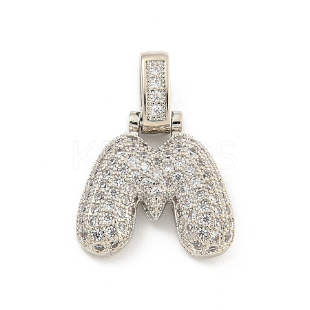 Brass Micro Pave Clear Cubic Zirconia Pendants KK-B099-01P-M-1