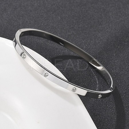 304 Stainless Steel Rhinestone Bangles for Women LS-BJEW-Z092-05P-1
