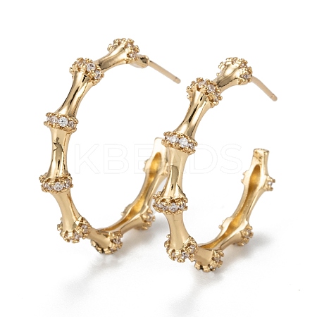 Half Hoop Sparkling Cubic Zirconia Stud Earrings for Girl Women EJEW-H126-02G-1