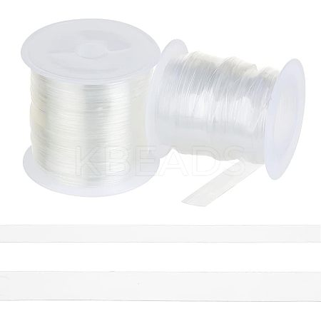 2 Rolls 2 Styles Invisible Stretchy TPU Plastic Transparent Elastic Strap EW-NB0001-09-1
