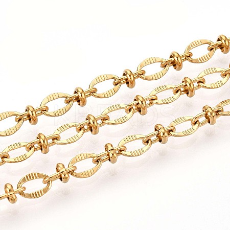 304 Stainless Steel Textured Oval Link Chains CHS-N005-06B-G-1