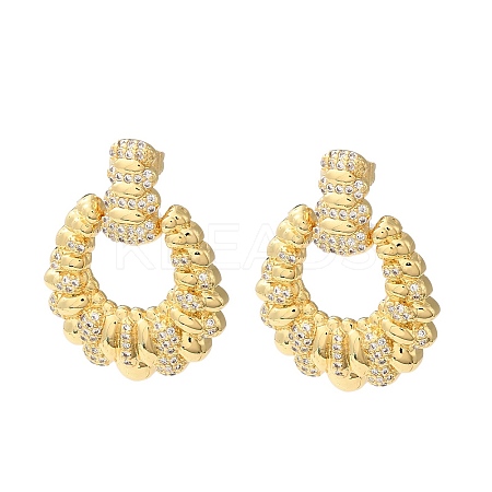 Rack Plating Brass Micro Pave Cubic Zirconia Dangle Stud Earrings EJEW-M230-04G-1