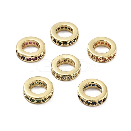 Brass Micro Pave Cubic Zirconia Spacer Beads KK-Q006-64G-1