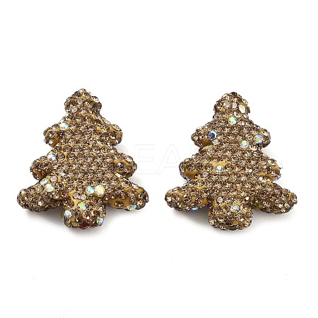Christmas Tree Polymer Clay Rhinestone Beads CLAY-NH0001-14B-1