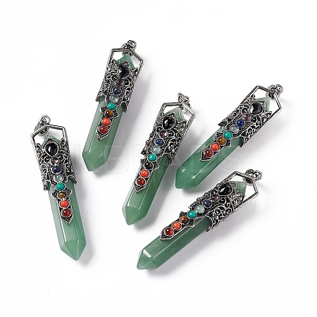Natural Green Aventurine Big Pointed Pendants G-H281-02F-1