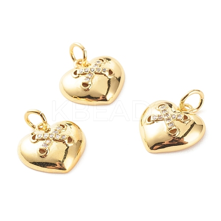 Brass Micro Pave Clear Cubic Zirconia Pendants ZIRC-P094-08G-RS-1