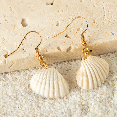 Alloy Natural Shell Dangle Earrings FS-WG3D07F-03-1