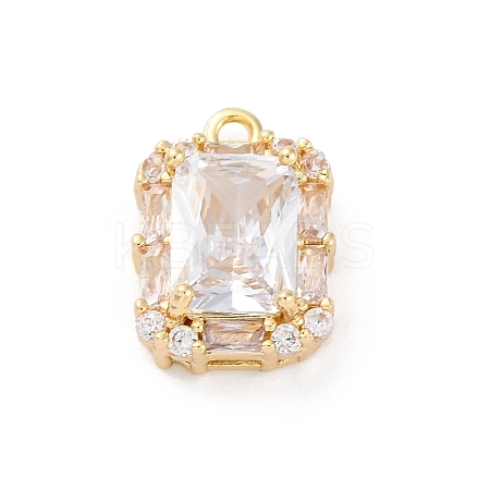 Brass Micro Pave Clear Cubic Zirconia Pendants KK-Z084-09G-02-1