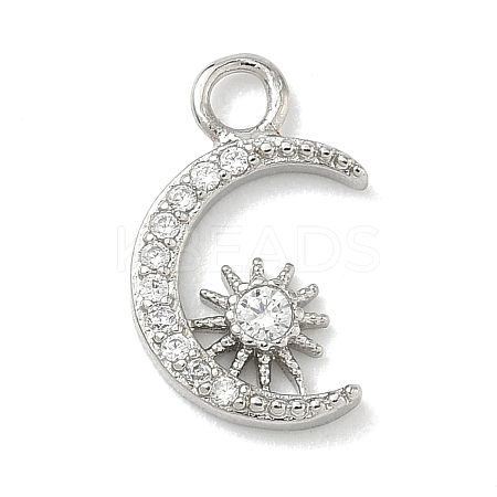 Brass Micro Pave Clear Cubic Zirconia Charms KK-H528-07B-P-1