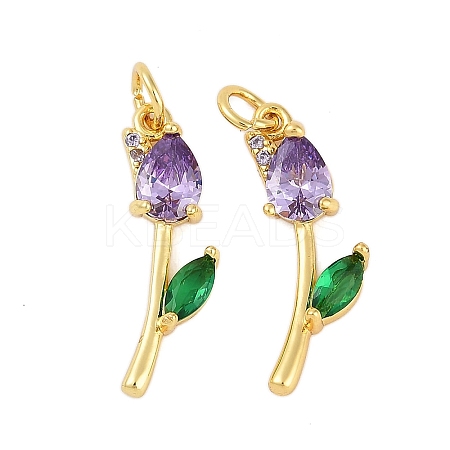 Rack Plating Brass Micro Pave Cubic Zirconia Pendants KK-R166-09G-01-1