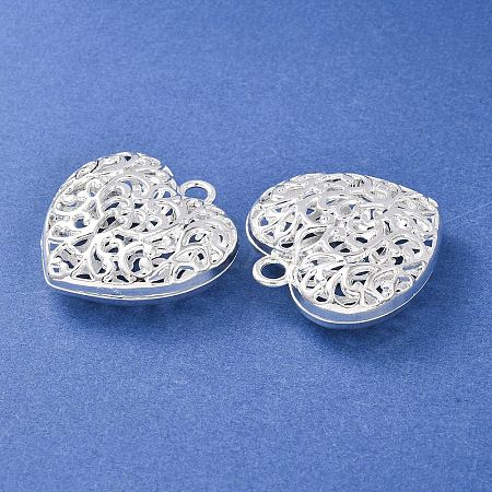 Hollow Tibetan Style Alloy Heart Pendants TIBEP-S095-S-RS-1