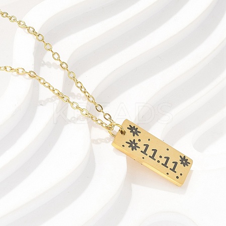 304 Stainless Steel Number 11:11 Pendant Necklaces NJEW-NH0002-01G-03-1