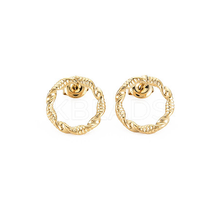 Ion Plating(IP) 304 Stainless Steel Hollow Ring Stud Earrings for Woman LS-EJEW-N097-003LG-1