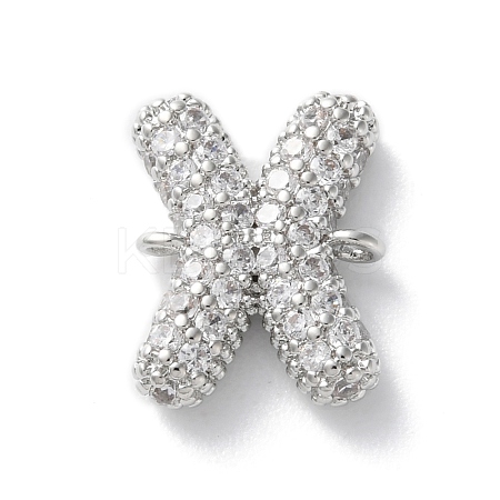 Brass Micro Pave Cubic Zirconia Letter Links KK-I717-04X-P-1