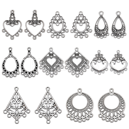 48Pcs 8 Style Tibetan Style Alloy Chandelier Component Links TIBE-SC0009-26-1