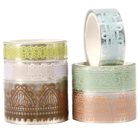 1Bag Lace Patterns PET Floral Decorative Tape Set AJEW-SP0002-74B-1