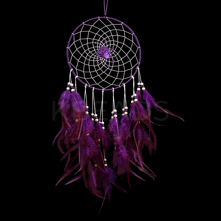 Woven Net/Web with Feather Hanging Ornaments PW-WG0DA7B-01-1