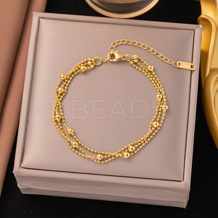 304 Stainless Steel Multi-strand Bracelets BJEW-C110-03G-1
