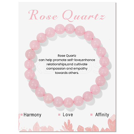 Synthetic Rose Quartz Beaded Stretch Bracelets LS-PW-WG7FE75-13-1-1