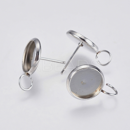 Non-Tarnish 201 Stainless Steel Stud Earring Settings STAS-I097-023-10mm-1