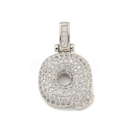 Brass Micro Pave Clear Cubic Zirconia Pendants KK-B099-01P-Q-1