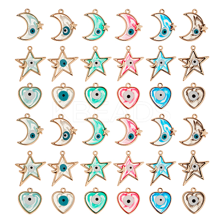 36Pcs 18 Style Alloy Enamel Pendants ENAM-CA0001-37-1
